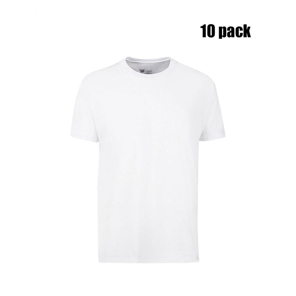 Hanes Men's Super Value Pack White Crew T-Shirt Undershirts, 10 Pack